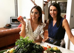 two greek girls cooking demo